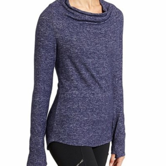Athleta Sweaters - Athleta Dark Blue Heather Grateful Cowl Top